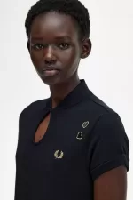 Fred Perry Palm Print Piqué Women’s Dress Black AGOWR8546