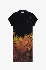 Fred Perry Palm Print Piqué Women’s Dress Black AGOWR8546