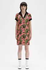 Fred Perry Palm Print Shirt Women’s Dress Coral Heat PCBAX4675