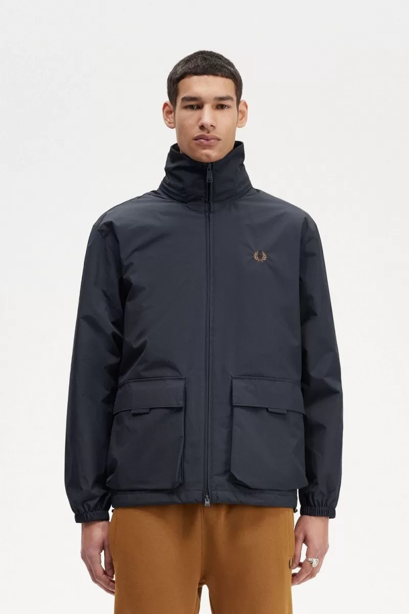 Fred Perry Patch Pocket Zip Through Men’s Jackets Navy SLMQK9238 Fred Perry Patch Pocket Zip Through Men’s Jackets Navy SLMQK9238