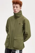 Fred Perry Patch Pocket Zip Through Men’s Jackets Uniform Green HTPSA1924