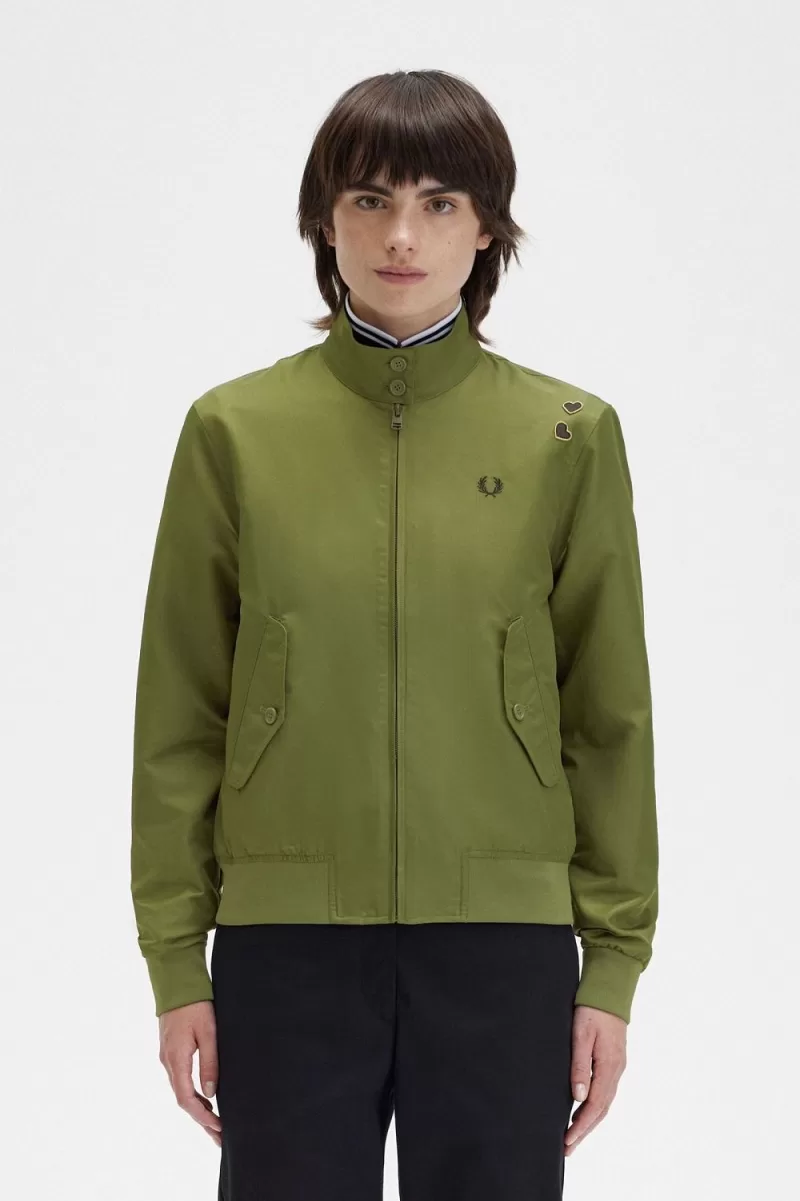 Fred Perry Printed Lining Zip-Through Women’s Jackets Parka Green ZFINV5279 Fred Perry Printed Lining Zip-Through Women’s Jackets Parka Green ZFINV5279