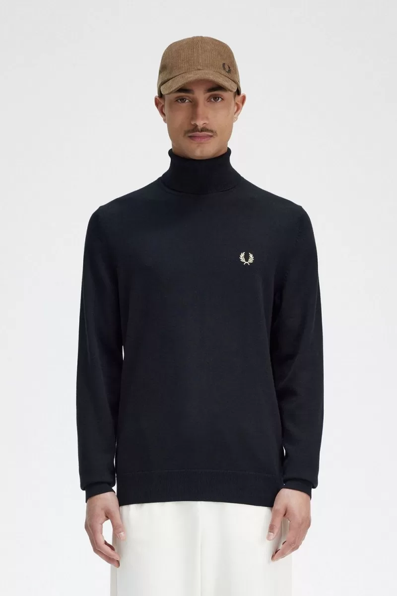 Fred Perry Roll Neck Men’s Jumper Black CQIMT0132 Fred Perry Roll Neck Men’s Jumper Black CQIMT0132