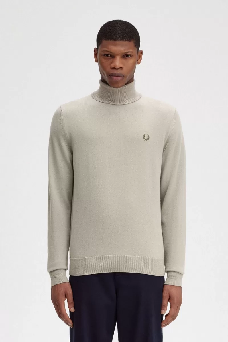 Fred Perry Roll Neck Men’s Jumper Dark Oatmeal DFXKT9058 Fred Perry Roll Neck Men’s Jumper Dark Oatmeal DFXKT9058