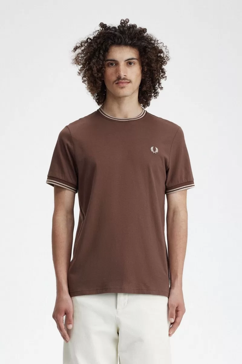 Fred Perry Twin Tipped Men’s T-Shirt Dark Red Warm Grey ZNLFY0923 Fred Perry Twin Tipped Men’s T-Shirt Dark Red Warm Grey ZNLFY0923