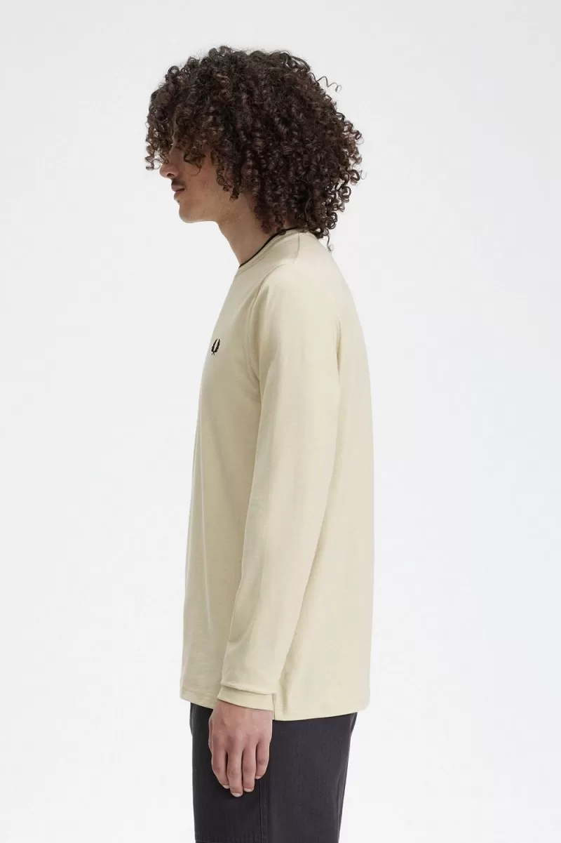Fred Perry Twin Tipped Mens TShirt Oatme 887 1 ZOOM - Fred Perry Twin Tipped Men's T-Shirt Oatmeal Beige Black JIPCX7904