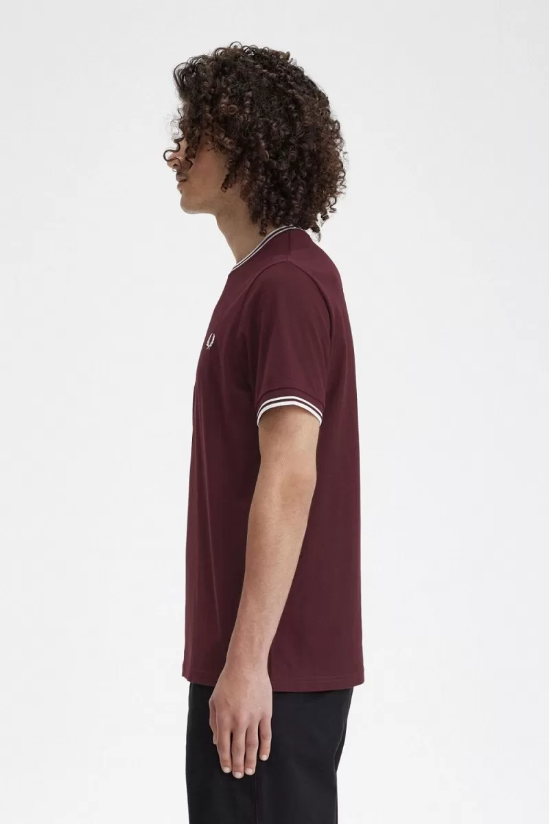 Fred Perry Twin Tipped Mens TShirt Oxblo 179 1 ZOOM - Fred Perry Twin Tipped Men's T-Shirt Oxblood XRVPL7965