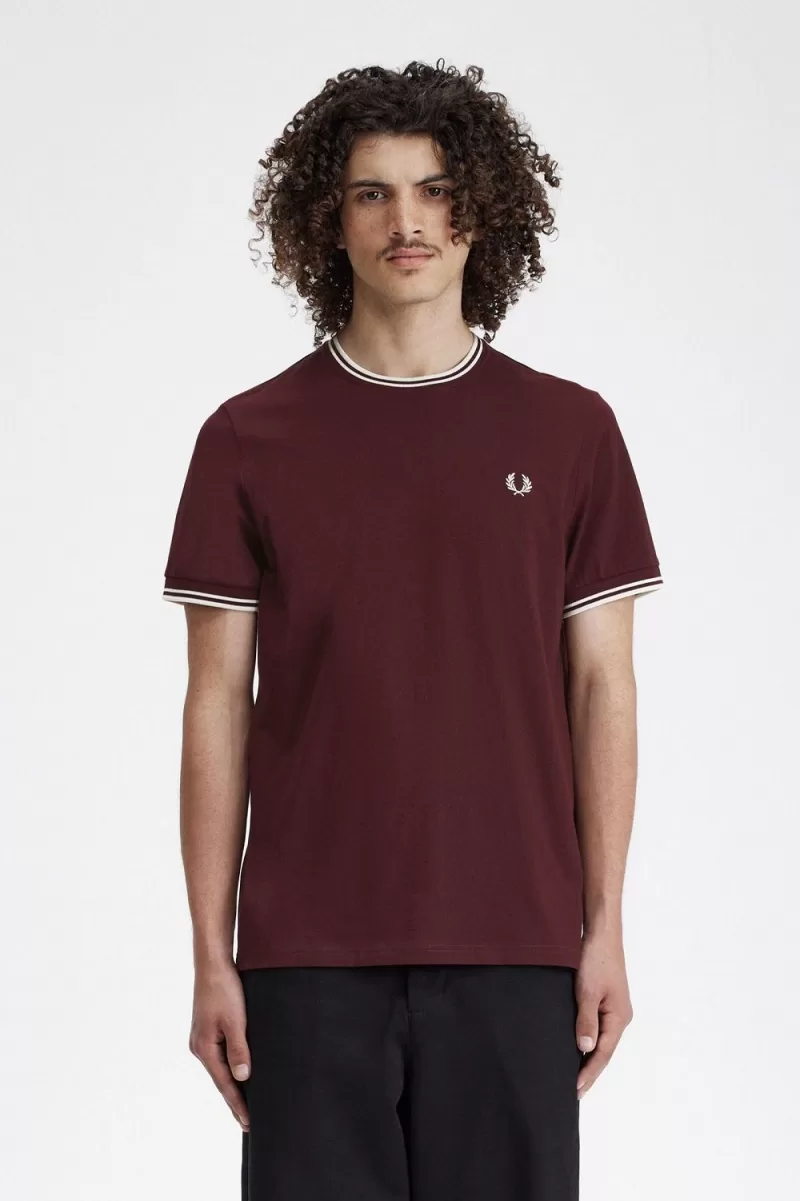 Fred Perry Twin Tipped Mens TShirt Oxblo 179 ZOOM - Fred Perry Twin Tipped Men's T-Shirt Oxblood XRVPL7965