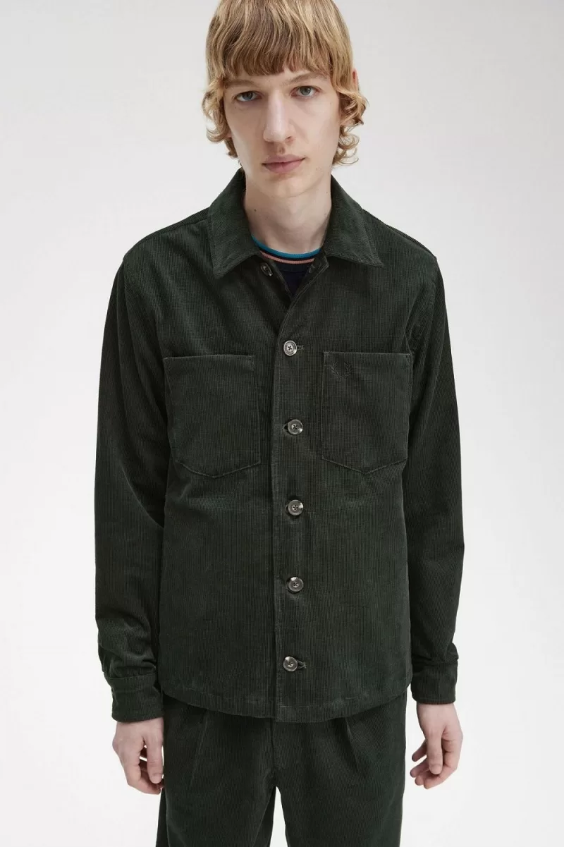 Fred Perry Waffle Cord Men’s Shirt Night Green BQHDI7094