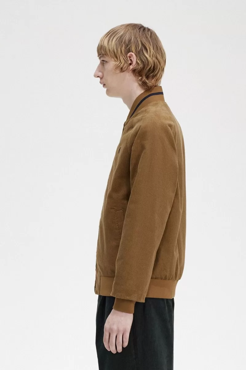 Fred Perry Waffle Cord Tennis Bomber Men’s Jackets Brown ZISML2863