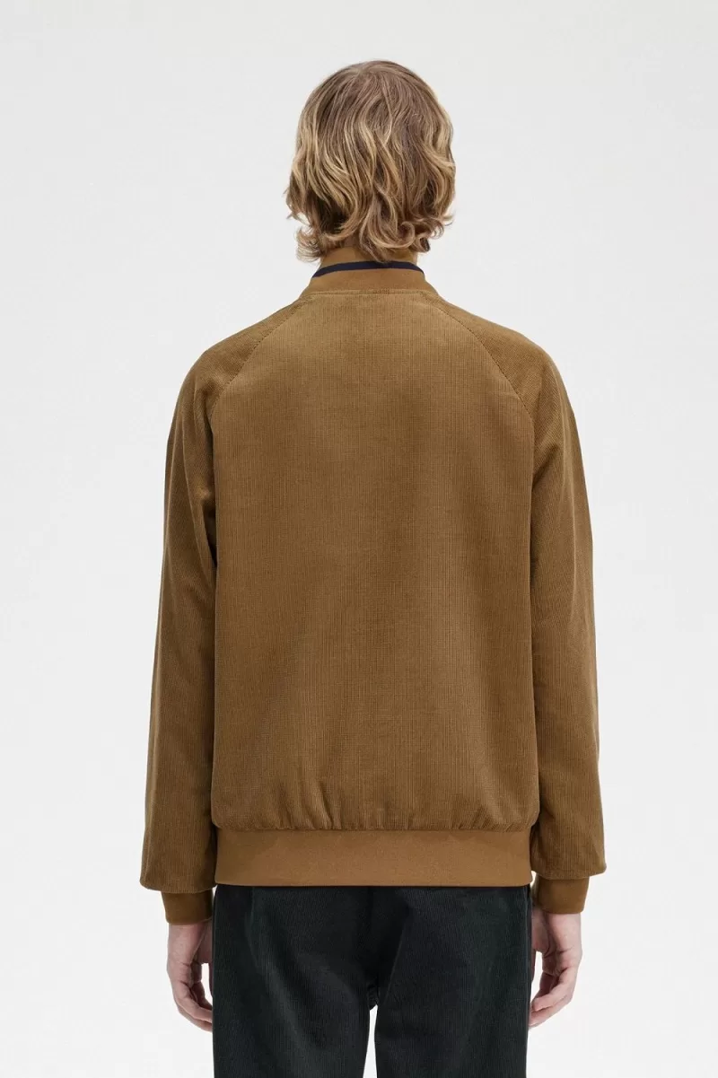 Fred Perry Waffle Cord Tennis Bomber Men’s Jackets Brown ZISML2863