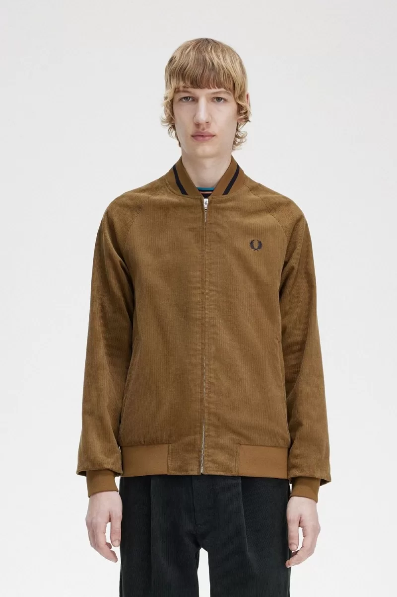 Fred Perry Waffle Cord Tennis Bomber Men’s Jackets Brown ZISML2863 Fred Perry Waffle Cord Tennis Bomber Men’s Jackets Brown ZISML2863