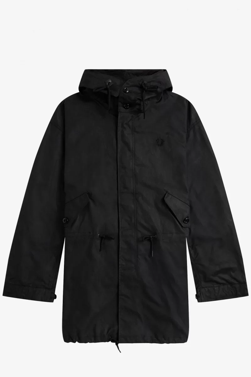 Fred Perry Waxed Cotton Men’s Parka Black SCOID8041 Fred Perry Waxed Cotton Men’s Parka Black SCOID8041