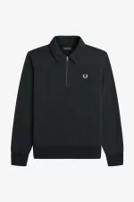 Fred Perry Zip Neck Collar Men’s Sweatshirts Night Green MLUHF0326